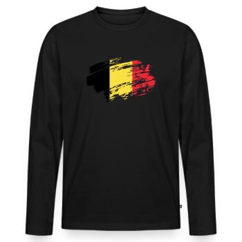 Belgium Flag T-Shirt - Men's Premium Organic Long Sleeve Shirt - black - Front - Nico (187cm)