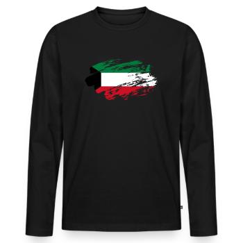 Kuwait Flag Tea - Men's Premium Organic Long Sleeve Shirt - black - Front - Nico (187cm)