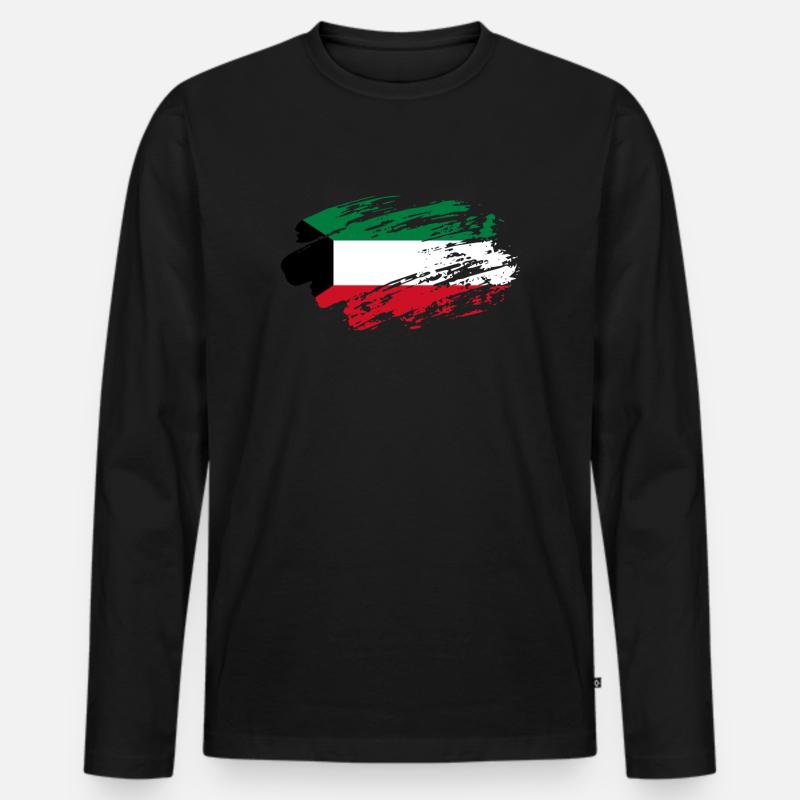 Kuwait Flag Tee - Männer Premium Bio Langarmshirt - Schwarz