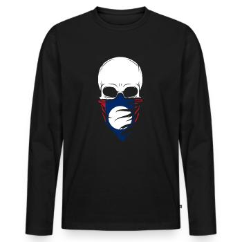 Laos Skull Tee - Laos - Männer Premium Bio Langarmshirt - Schwarz - Vorne - Nico (187cm)