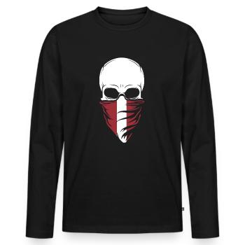 Latvia Skull Tshirt - Latvia - Men's Premium Organic Long Sleeve Shirt - black - Front - Nico (187cm)