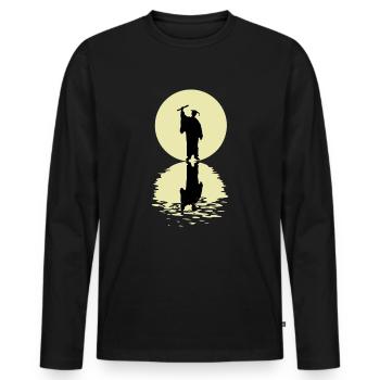 The Graduate And The Moon - Männer Premium Bio Langarmshirt - Schwarz - Vorne - Nico (187cm)