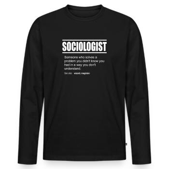 Funny Description Shirt Sociologist Edition - Men's Premium Organic Long Sleeve Shirt - black - Front - Nico (187cm)