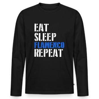 Eat. Sleep. Flamenco. Repeat. - Men's Premium Organic Long Sleeve Shirt - black - Front - Nico (187cm)