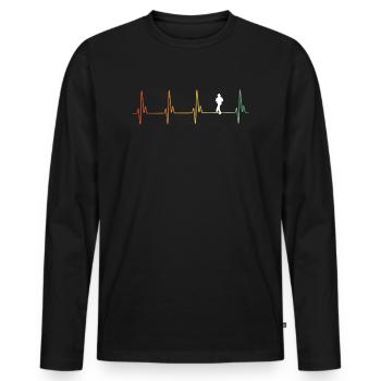 Vintage Line Dance Heartbeat - T-shirt manches longues Premium bio Homme - noir - Devant - Nico (187cm)