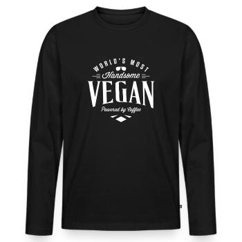 T-shirt drôle végétalien le plus beau des mondes - T-shirt manches longues Premium bio Homme - noir - Devant - Nico (187cm)