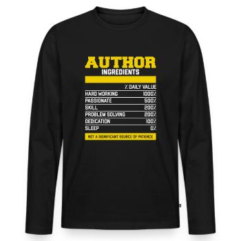 Fantastic Author Ingredients Tee Shirt - Männer Premium Bio Langarmshirt - Schwarz - Vorne - Nico (187cm)
