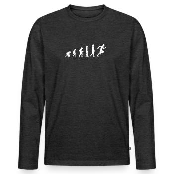 évolution du sprint - T-shirt manches longues Premium bio Homme - anthracite chiné - Devant - Nico (187cm)
