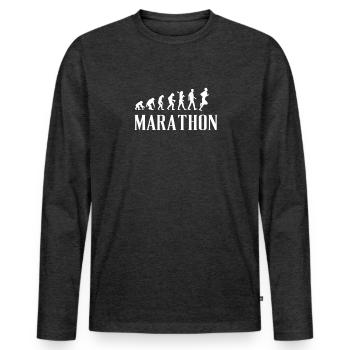 Marathon Evolution Present Idea - Männer Premium Bio Langarmshirt - Anthrazit meliert - Vorne - Nico (187cm)