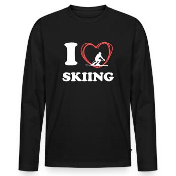 Tshirt Ski Pour Femmes - T-shirt manches longues Premium bio Homme - noir - Devant - Nico (187cm)