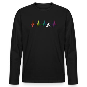 Bandy Rainbow Heartbeat - Men's Premium Organic Long Sleeve Shirt - black - Front - Nico (187cm)