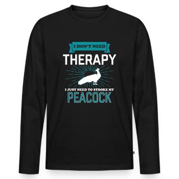 Je n'ai pas besoin de thérapie - PEACOCKS - T-shirt manches longues Premium bio Homme - noir - Devant - Nico (187cm)