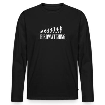 Birdwatching Evolution Gift Idea - Männer Premium Bio Langarmshirt - Schwarz - Vorne - Nico (187cm)