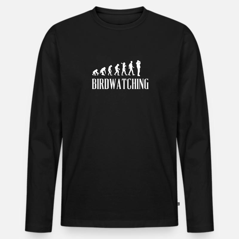 Birdwatching Evolution Gift Idea - Men's Premium Organic Long Sleeve Shirt - black