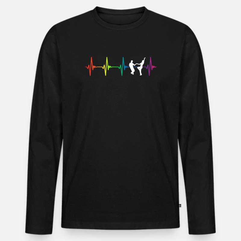 Swing Dance Rainbow Heartbeat - Männer Premium Bio Langarmshirt - Schwarz