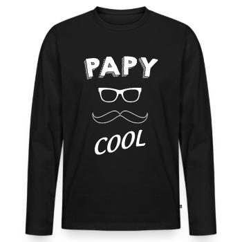 Papy cool cadeau pour papy - T-shirt manches longues Premium bio Homme - noir - Devant - Nico (187cm)