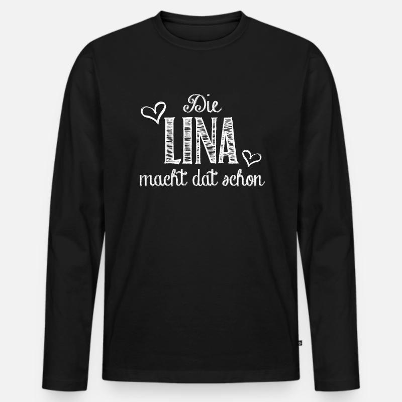 lina - Männer Premium Bio Langarmshirt - Schwarz
