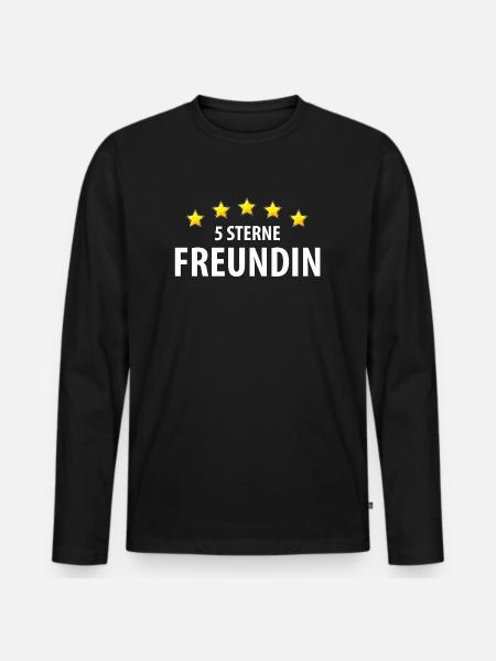 5 Sterne Freundin - Männer Premium Bio Langarmshirt - Schwarz