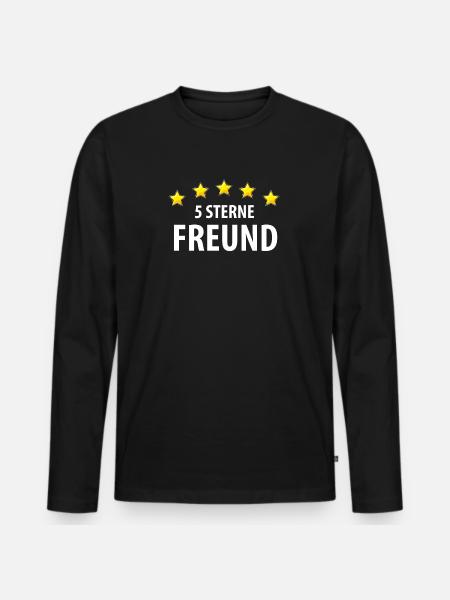 5 Sterne Freund - Männer Premium Bio Langarmshirt - Schwarz