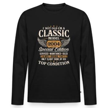 Classic 2004 Vintage Birthday Gift - Men's Premium Organic Long Sleeve Shirt - black - Front - Nico (187cm)