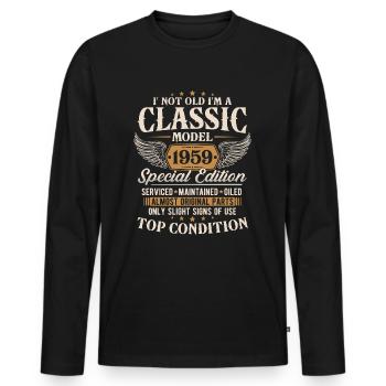 Classic 1959 Vintage Birthday Gift - Men's Premium Organic Long Sleeve Shirt - black - Front - Nico (187cm)