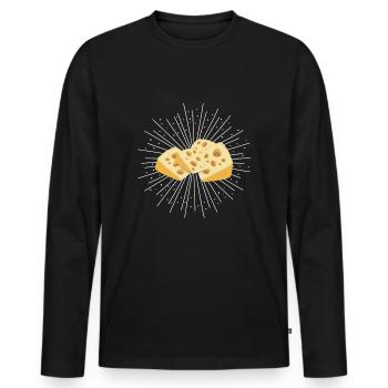 Fromage Plateau de fromage Suisse Hollande cadeau Gouda - T-shirt manches longues Premium bio Homme - noir - Devant - Nico (187cm)