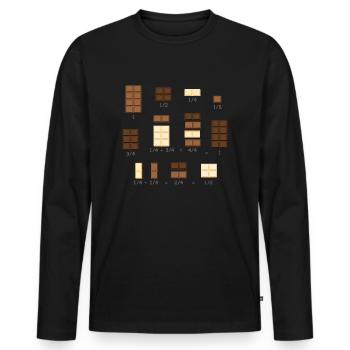 Fractions mathématiques au chocolat - T-shirt manches longues Premium bio Homme - noir - Devant - Nico (187cm)
