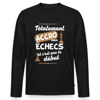 échecs et mat joueur d'échecs - T-shirt manches longues Premium bio Homme - noir - Devant - Nico (187cm)