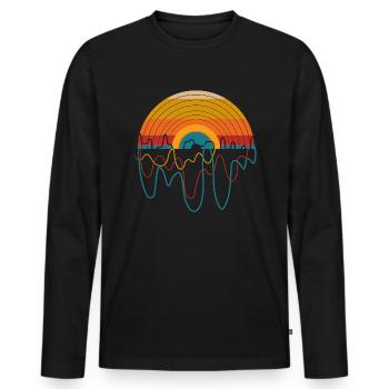 Retro LP Vinyl Player I Sunset Vinyl Records - Men's Premium Organic Long Sleeve Shirt - black - Front - Nico (187cm)