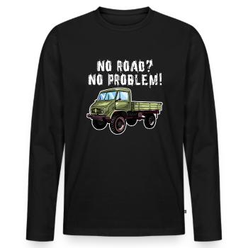 Pas de route? Aucun problème! Unimog - Tout-terrain - Oldtimer - T-shirt manches longues Premium bio Homme - noir - Devant - Nico (187cm)