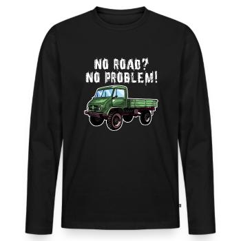 Pas de route? Aucun problème! Unimog - Tout-terrain - Oldtimer - T-shirt manches longues Premium bio Homme - noir - Devant - Nico (187cm)