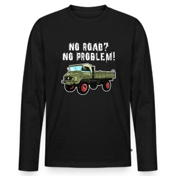 Pas de route? Aucun problème! Unimog - Tout-terrain - Oldtimer - T-shirt manches longues Premium bio Homme - noir - Devant - Nico (187cm)