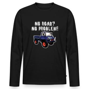 Pas de route? Aucun problème! Unimog - Tout-terrain - Oldtimer - T-shirt manches longues Premium bio Homme - noir - Devant - Nico (187cm)