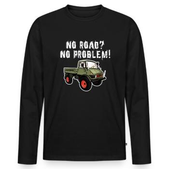 Pas de route? Aucun problème! Unimog - Tout-terrain - Oldtimer - T-shirt manches longues Premium bio Homme - noir - Devant - Nico (187cm)
