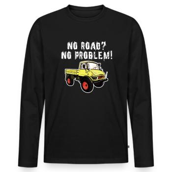 Pas de route? Aucun problème! Unimog - Tout-terrain - Oldtimer - T-shirt manches longues Premium bio Homme - noir - Devant - Nico (187cm)
