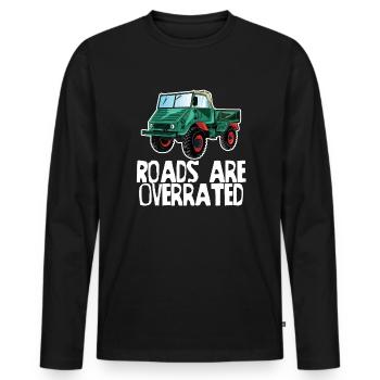 Les routes sont surestimées - Unimog - Offroad - Oldtimer - T-shirt manches longues Premium bio Homme - noir - Devant - Nico (187cm)
