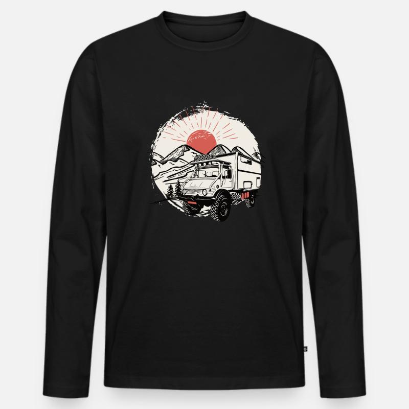 Campeggio - Unimog - Avventura - Oldtimer - Maglia a manica lunga ecologica premium da uomo - nero