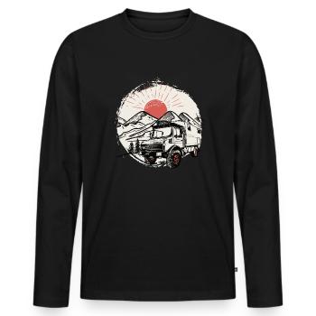 Camping - Unimog - Aventure - Oldtimer - T-shirt manches longues Premium bio Homme - noir - Devant - Nico (187cm)