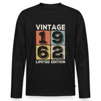 vintage 1962 - Men's Premium Organic Long Sleeve Shirt - black - Front - Nico (187cm)