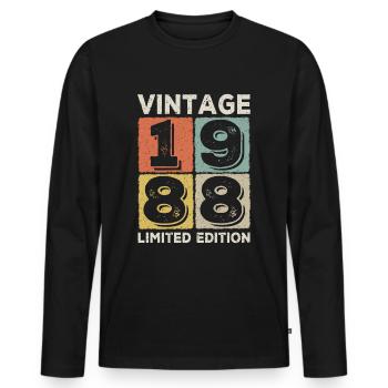 vintage 1988 - Men's Premium Organic Long Sleeve Shirt - black - Front - Nico (187cm)