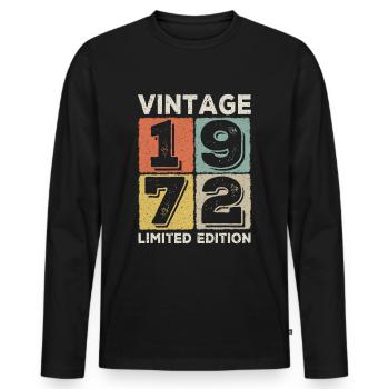vintage 1972 - Men's Premium Organic Long Sleeve Shirt - black - Front - Nico (187cm)