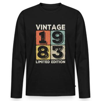 vintage 1983 - Men's Premium Organic Long Sleeve Shirt - black - Front - Nico (187cm)