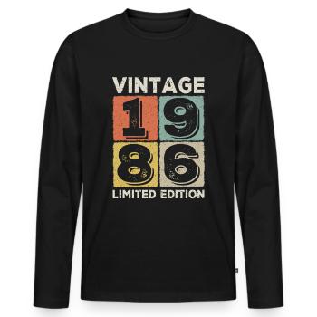 vintage 1986 - Men's Premium Organic Long Sleeve Shirt - black - Front - Nico (187cm)