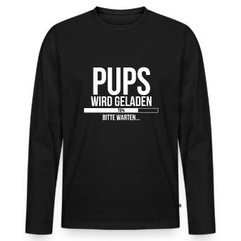 Pups wird geladen bitte warten - Männer Premium Bio Langarmshirt - Schwarz - Vorne - Nico (187cm)