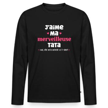 J'AIME MA tata - T-shirt manches longues Premium bio Homme - noir - Devant - Nico (187cm)