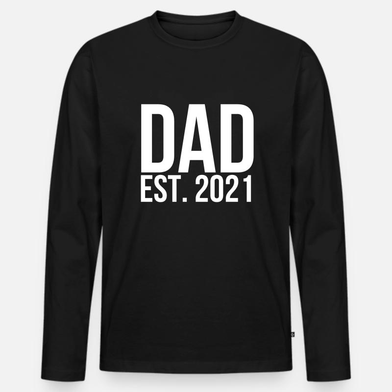 Dad est 2021 - Männer Premium Bio Langarmshirt - Schwarz