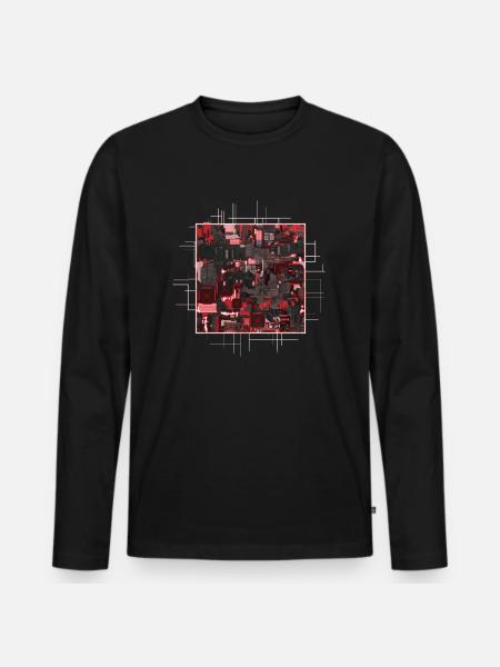 Red Stylized Motherboard - Men's Premium Organic Long Sleeve Shirt - black