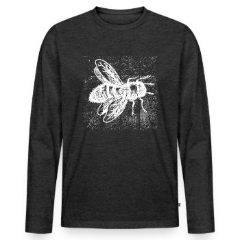 Bit-Biene - Männer Premium Bio Langarmshirt - Anthrazit meliert - Vorne - Nico (187cm)