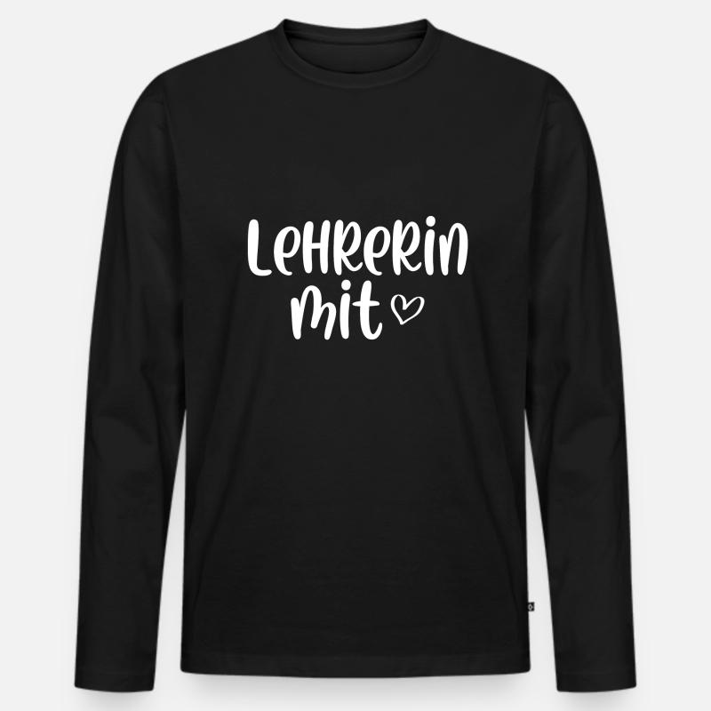 Lehrerin mit Herz - Männer Premium Bio Langarmshirt - Schwarz