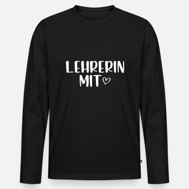 Lehrerin mit Herz - Männer Premium Bio Langarmshirt - Schwarz